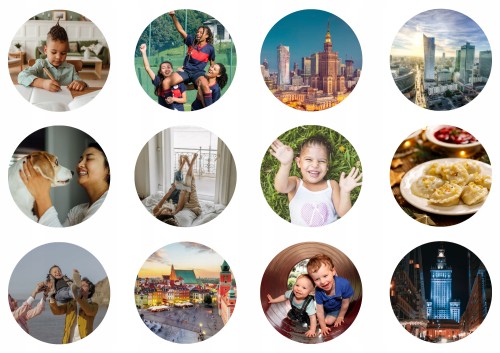 Arkusz A4 z 12 okrągłymi naklejkami Ø 60 mm, Twoje zdjęcia