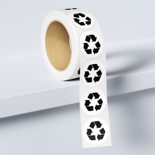 Rolka z okrągłymi naklejkami, z symbolami recyklingu.jpg