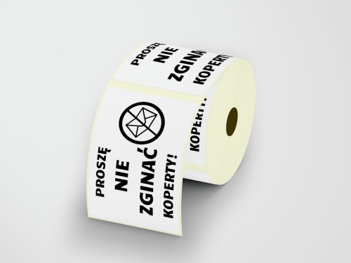 Naklejka 60x40 mm foliowa, Proszę nie zginać koperty, rolka.jpg