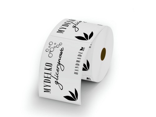 Naklejka 70x50 mm, papierowa, Mydełko glicerynowe, handmade, rolka.jpg