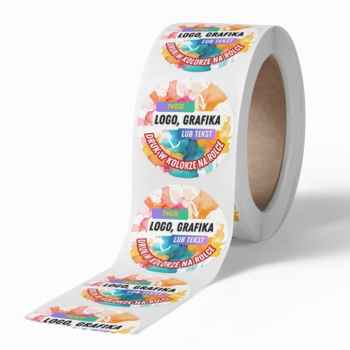 Okrągłe naklejki Ø 50 mm, etykiety na rolce