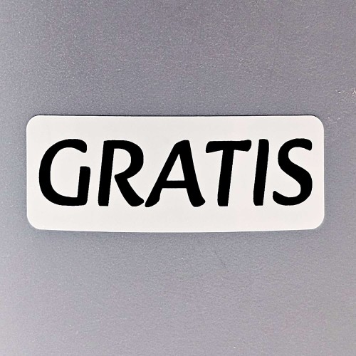 Naklejka 40x15 mm, Napis GRATIS, czarny nadruk