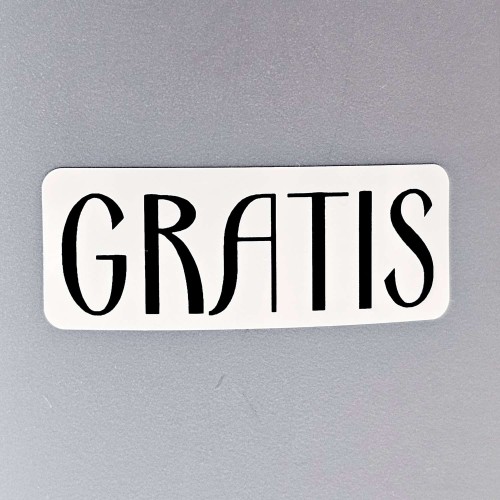 Naklejka 40x15 mm, Napis GRATIS, czarny nadruk
