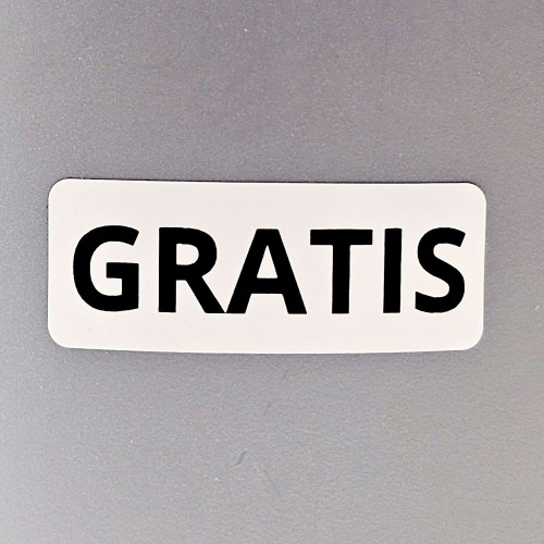 Naklejka 40x15 mm, Napis GRATIS, czarny nadruk