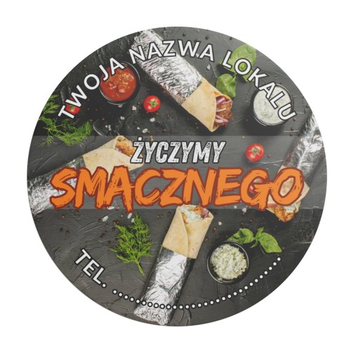 Naklejka Ø 50 mm, gastronomiczna, kebab