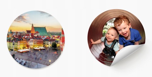 Naklejka Ø 40 mm z fotografią, papier błyszczący